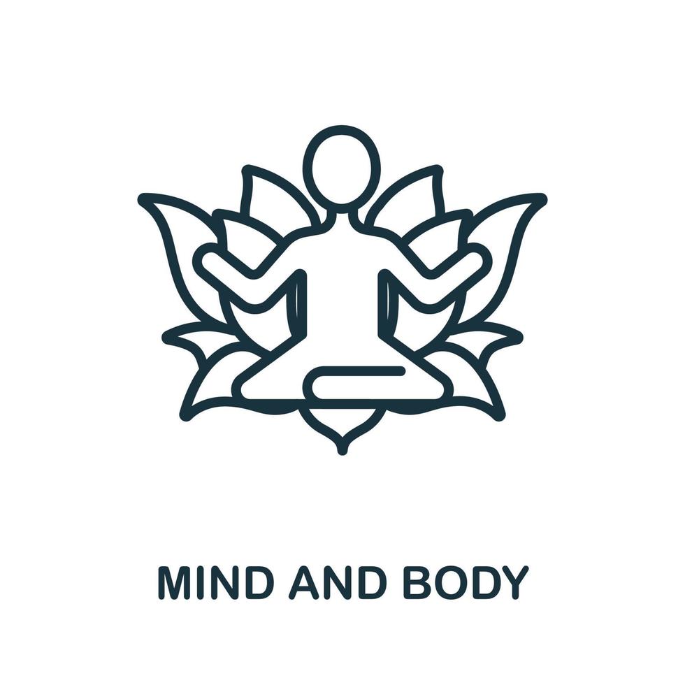 Symbol für Geist und Körper aus der Sammlung alternativer Medizin. Einfaches Liniensymbol für Geist und Körper für Vorlagen, Webdesign und Infografiken vektor