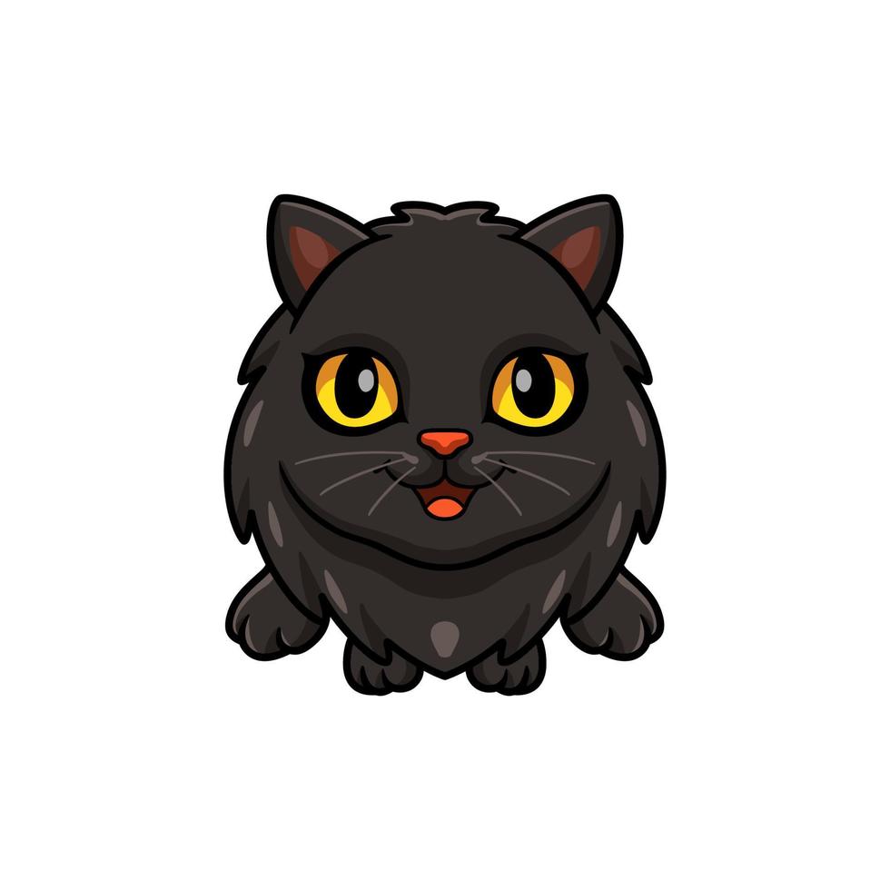 söt svart persisk katt tecknad serie Framställ vektor