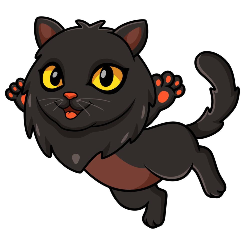 söt svart persisk katt tecknad serie Framställ vektor