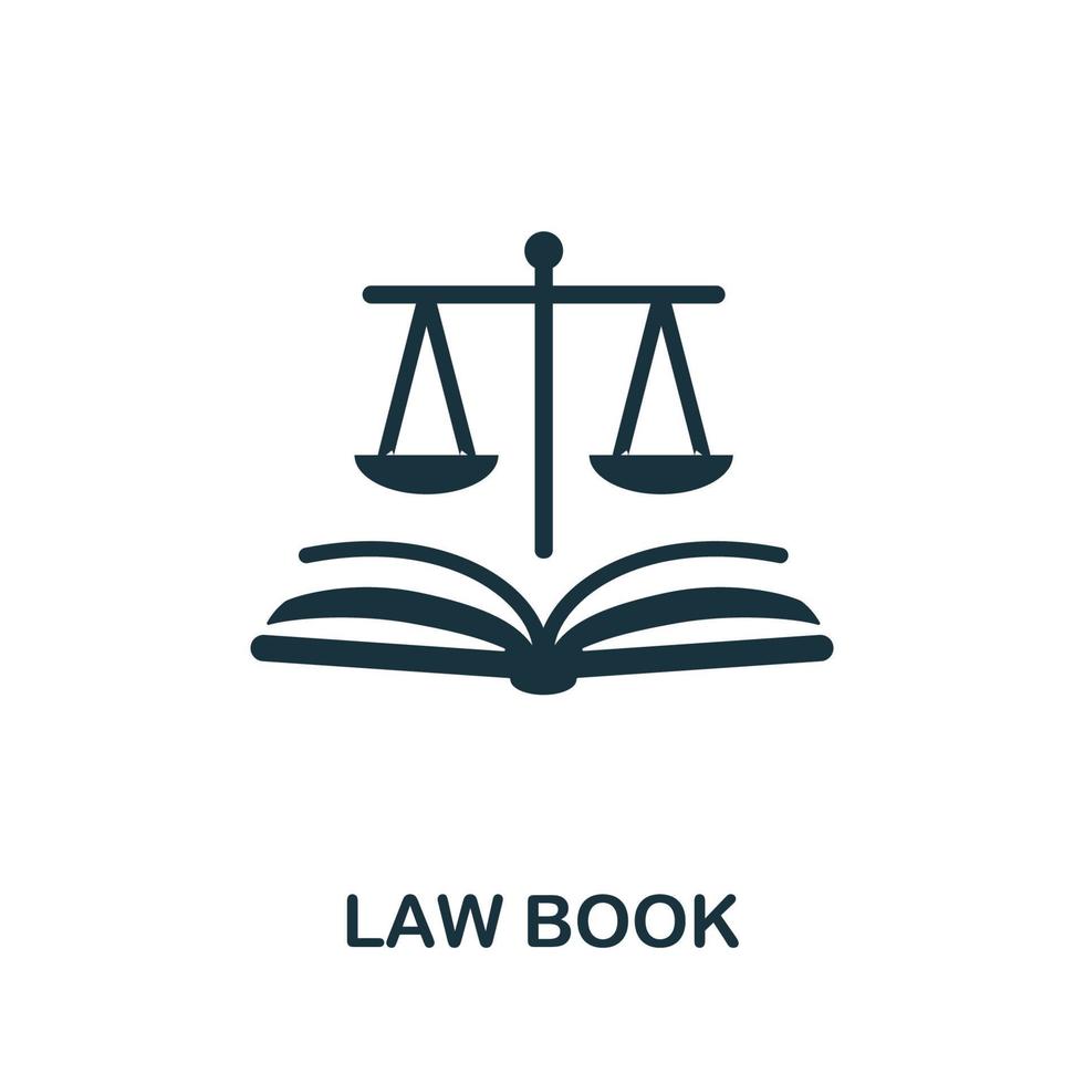 Gesetzbuch-Symbol. monochromes einfaches Element aus der Bürgerrechtssammlung. Symbol für kreatives Rechtsbuch für Webdesign, Vorlagen, Infografiken und mehr vektor