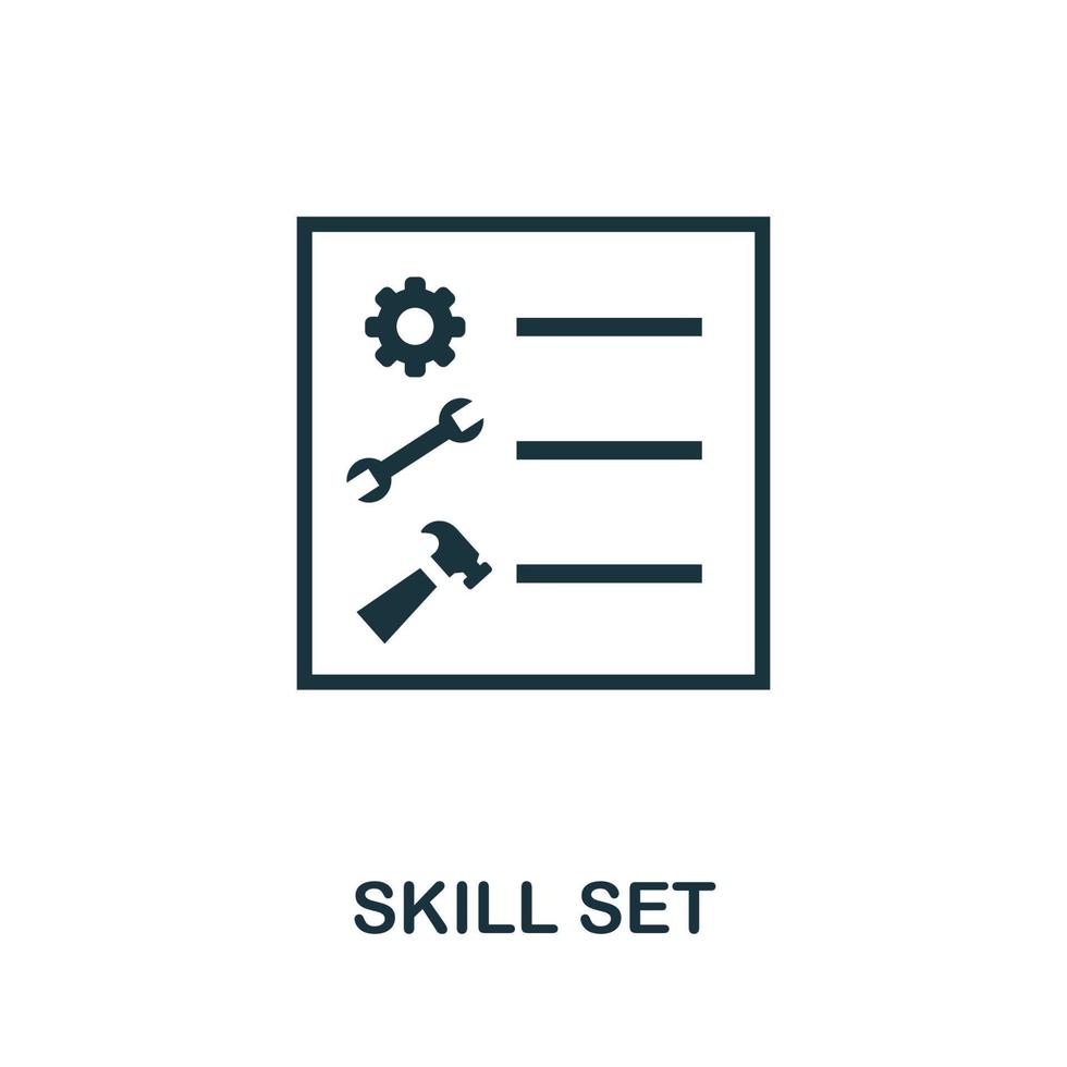 Skill-Set-Symbol. einfaches element aus der betriebsführungssammlung. Symbol für kreative Fähigkeiten für Webdesign, Vorlagen, Infografiken und mehr vektor