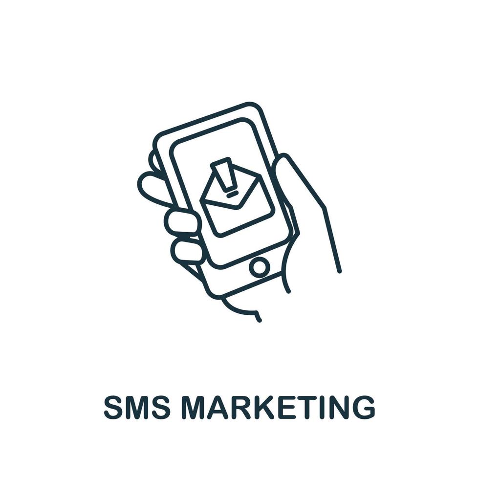SMS marknadsföring ikon från digital marknadsföring samling. enkel linje element SMS marknadsföring symbol för mallar, webb design och infographics vektor
