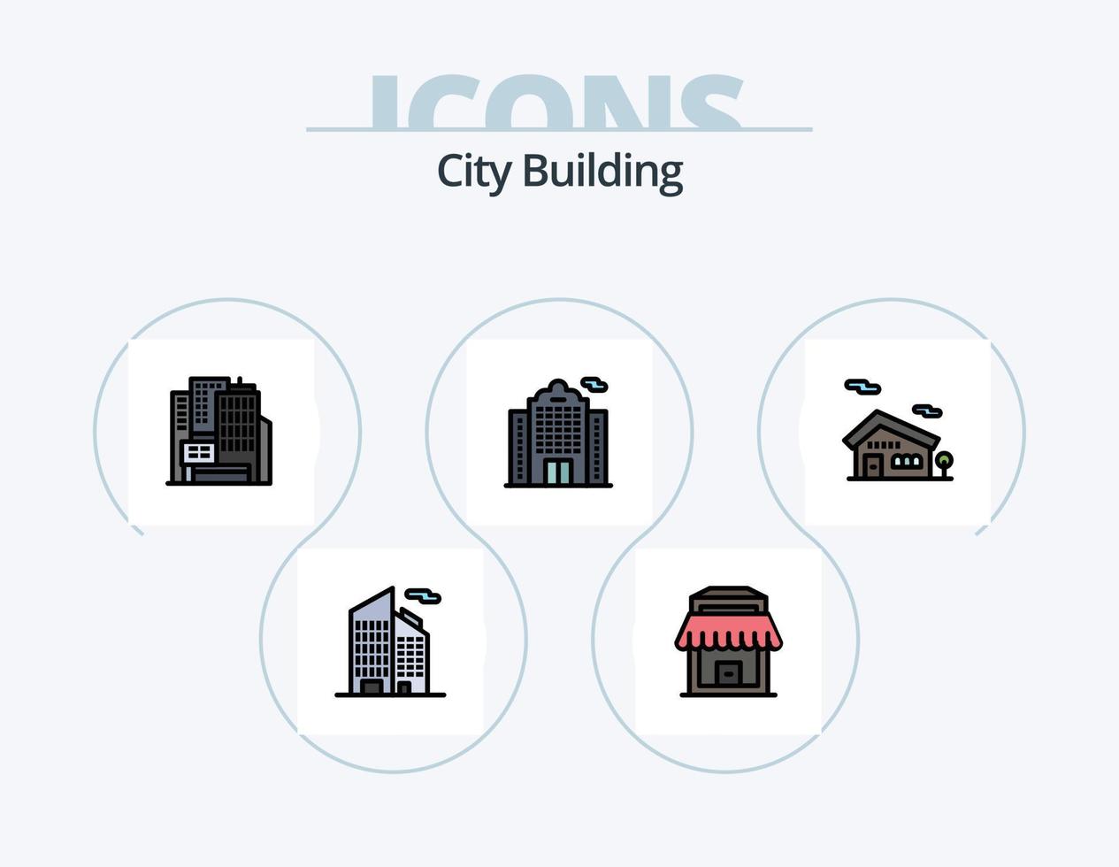 stad byggnad linje fylld ikon packa 5 ikon design. . plats. hus vektor
