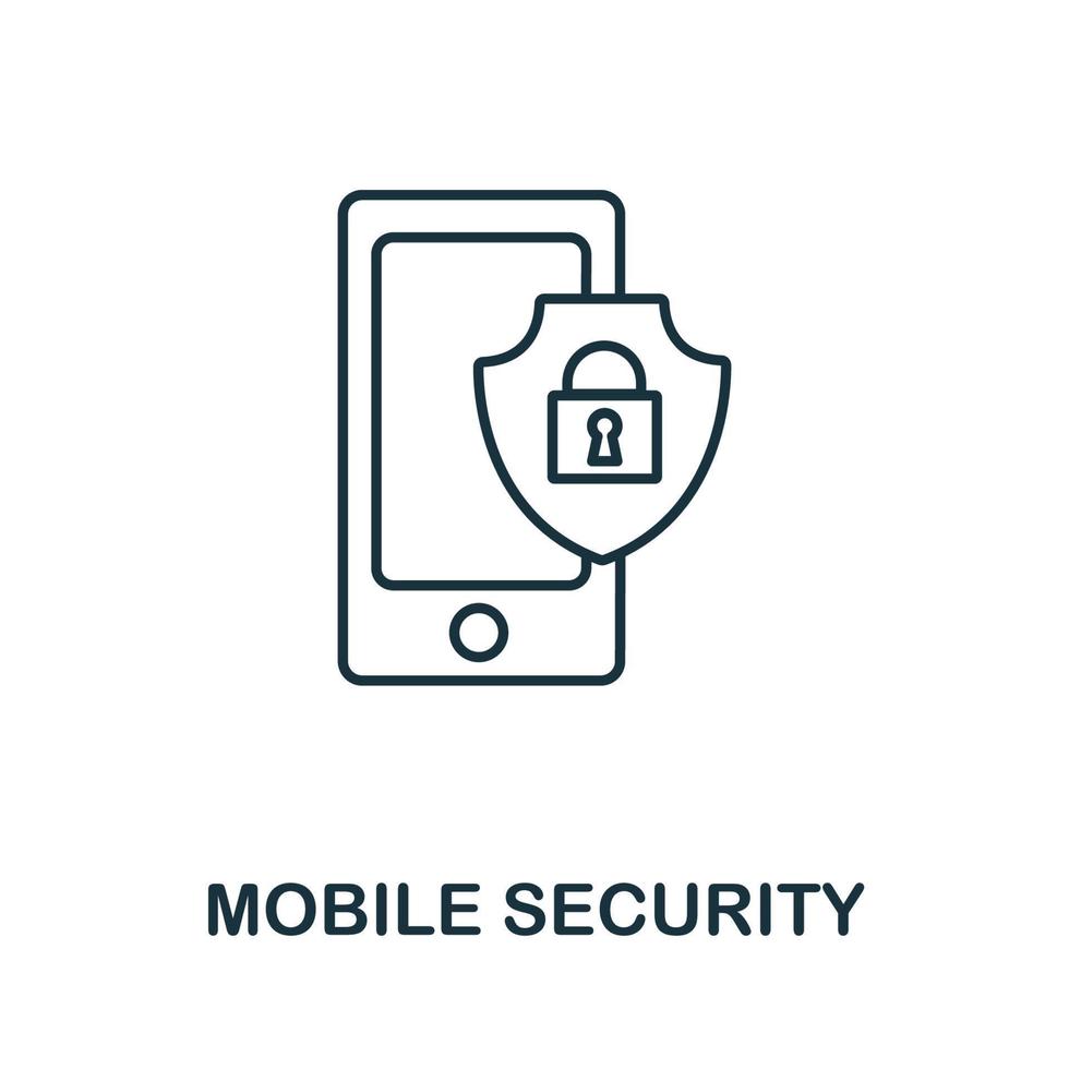 mobil säkerhet ikon från cyber säkerhet samling. enkel linje mobil säkerhet ikon för mallar, webb design och infographics vektor