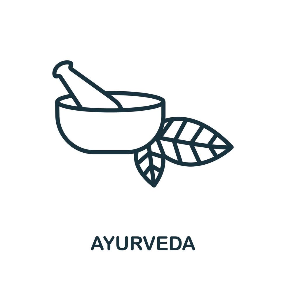 ayurveda ikon från alternativ medicin samling. enkel linje ayurveda ikon för mallar, webb design och infographics vektor