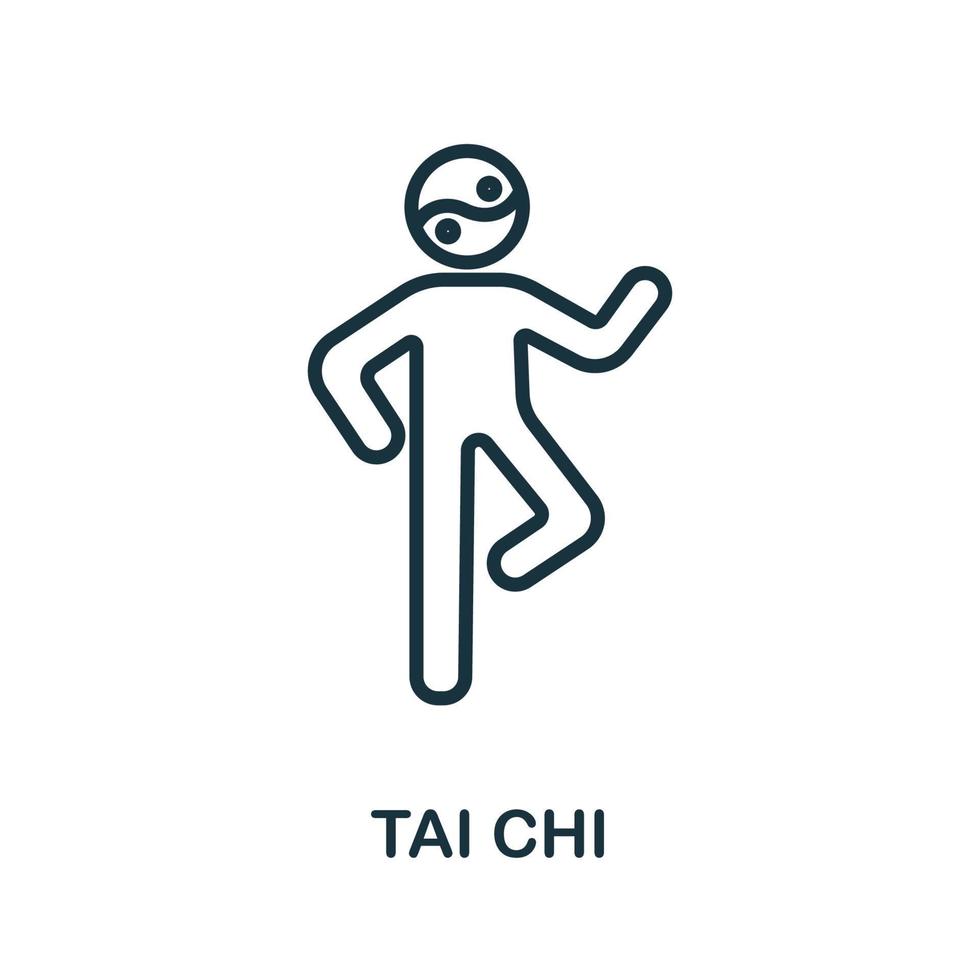 tai chi ikon från alternativ medicin samling. enkel linje tai chi ikon för mallar, webb design och infographics vektor