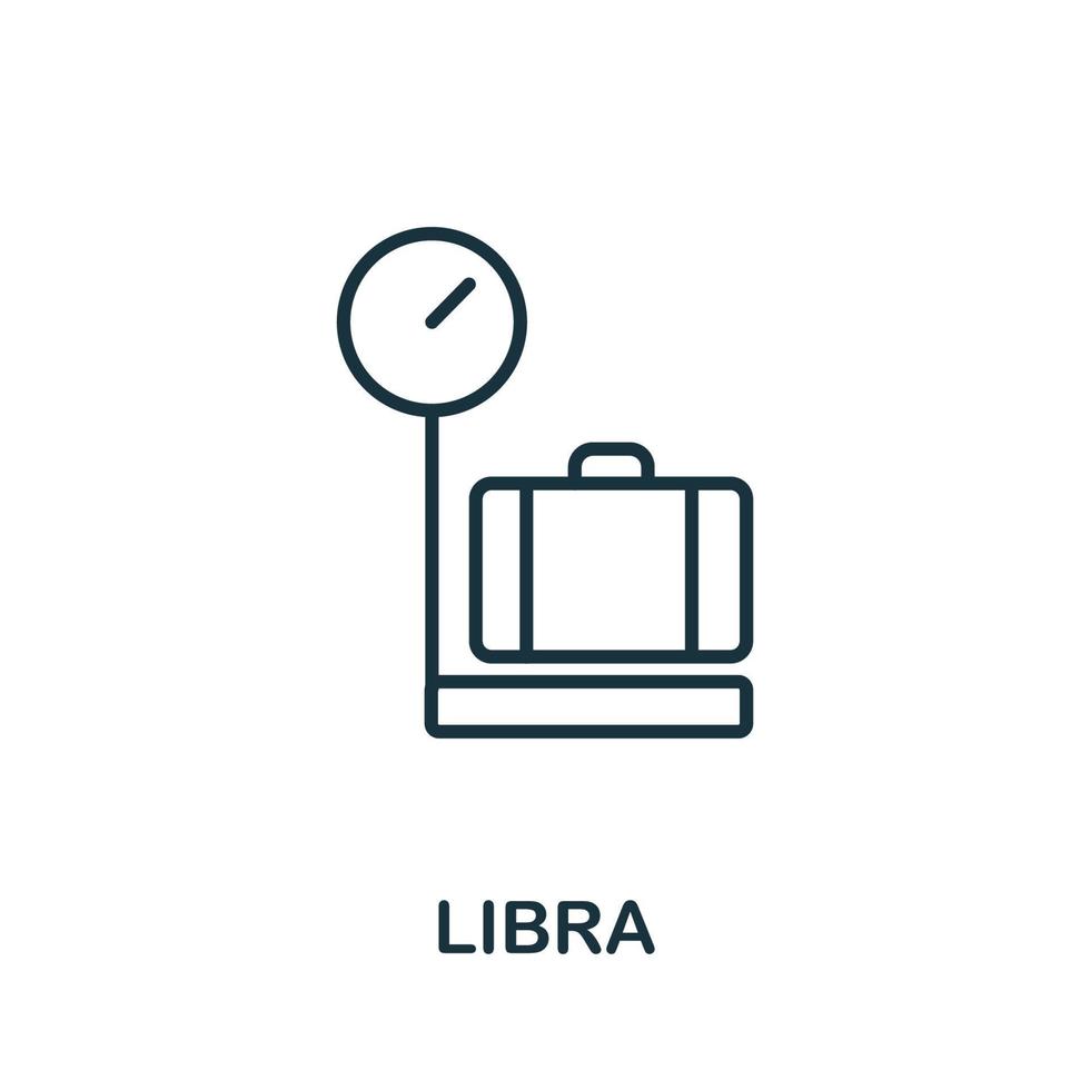 libra ikon från flygplats samling. enkel linje libra ikon för mallar, webb design och infographics vektor