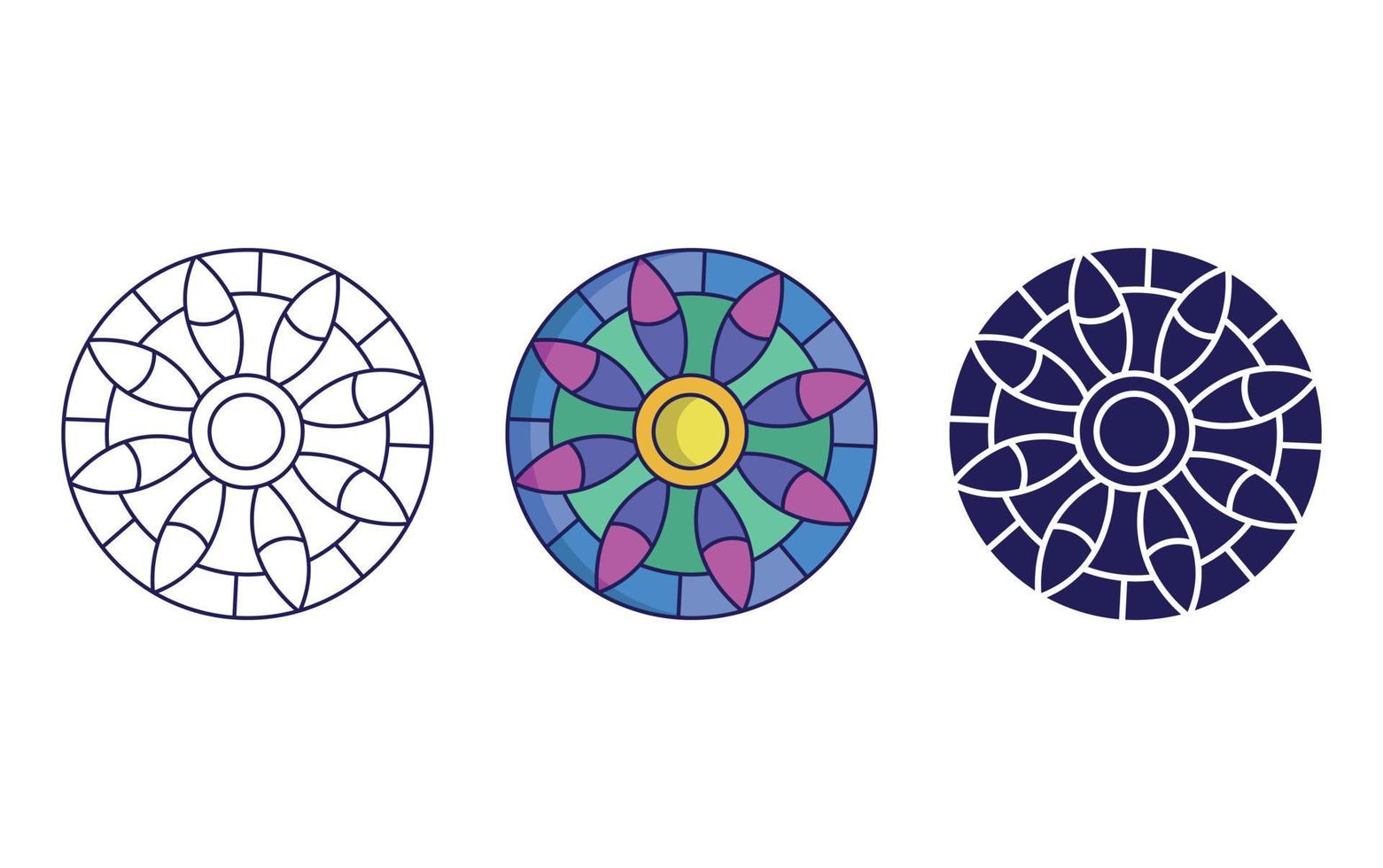 mandala ikon design, geometrisk prydnad vektor