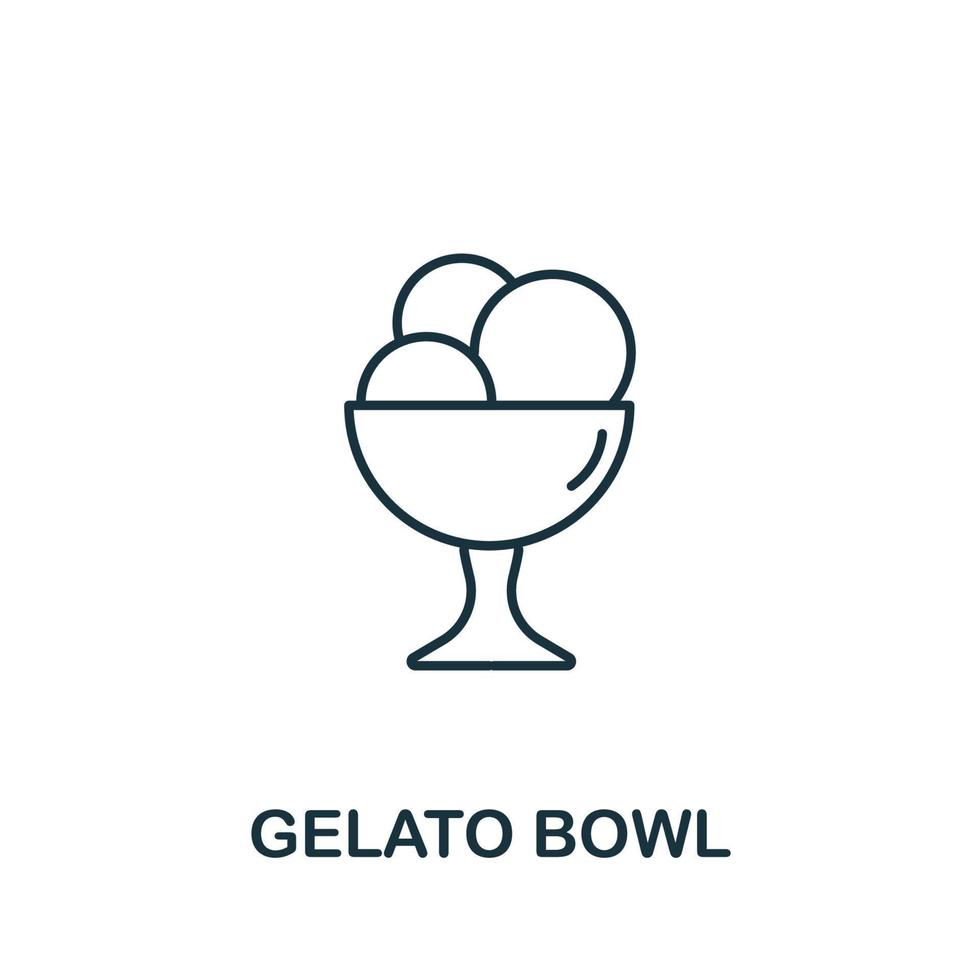 Gelato-Schüssel-Symbol aus der Bäckerei-Kollektion. einfaches Linienelement Gelato Bowl Symbol für Vorlagen, Webdesign und Infografiken vektor