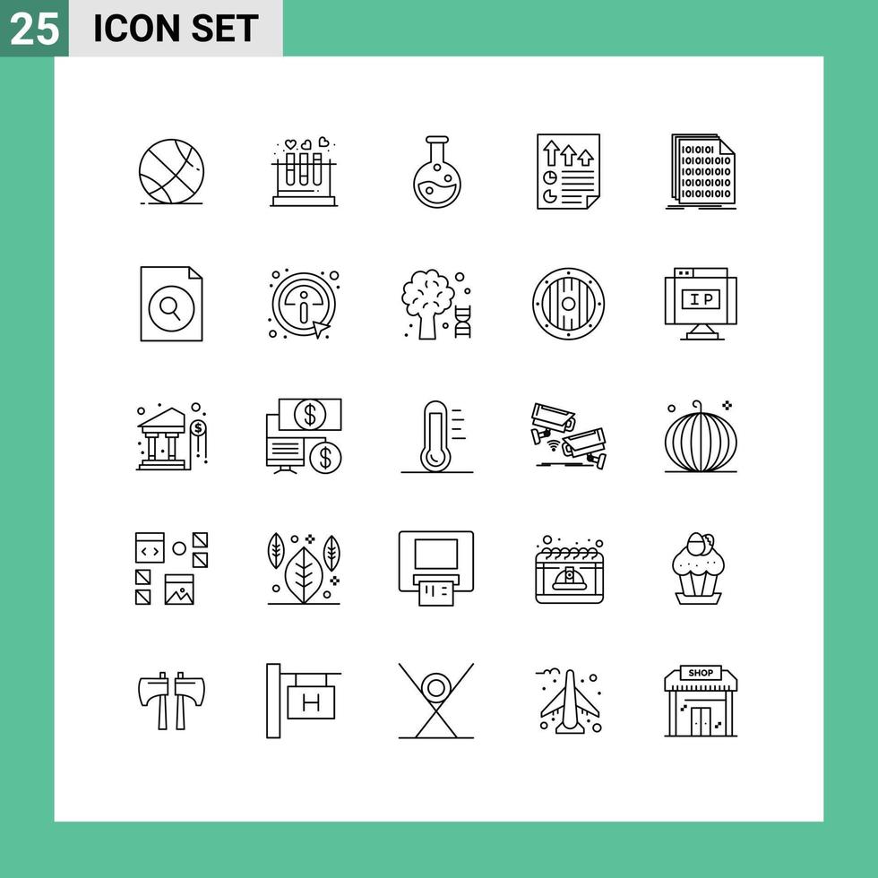 uppsättning av 25 modern ui ikoner symboler tecken för koda Rapportera utbildning sida data redigerbar vektor design element