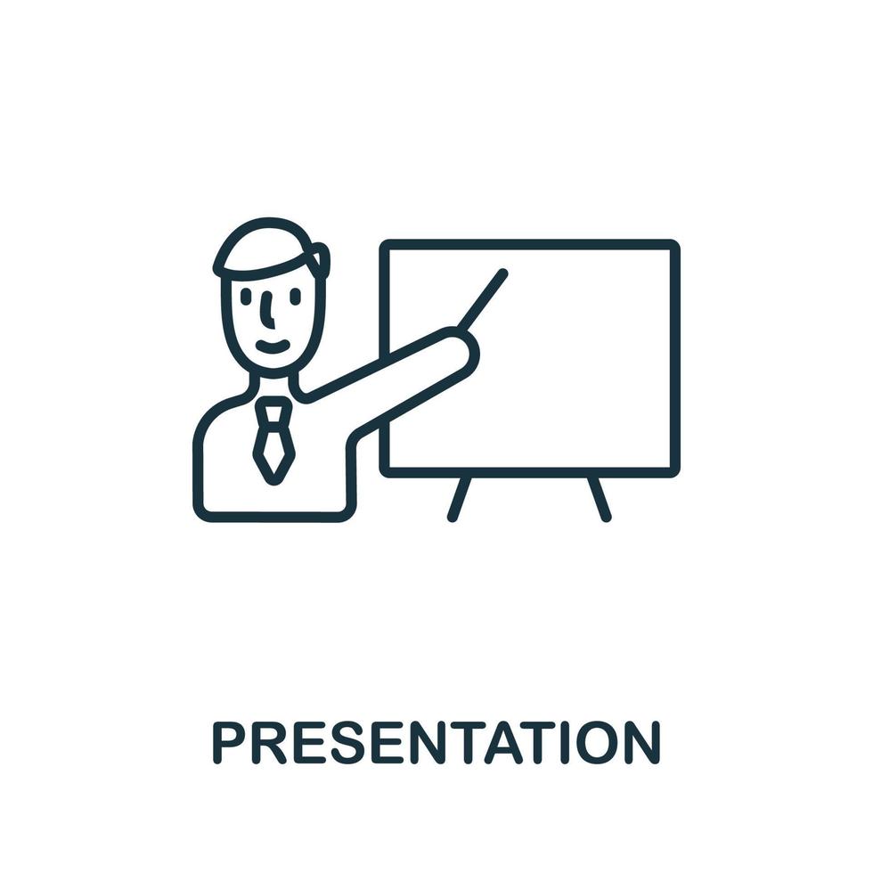 Präsentationssymbol aus der Business-Training-Kollektion. einfaches Linienpräsentationssymbol für Vorlagen, Webdesign und Infografiken vektor