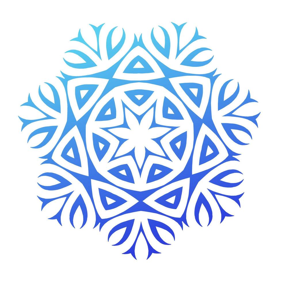 geometrische abstrakte Schneeflockenfigur. Winterblaue Schneeflocke. vektor