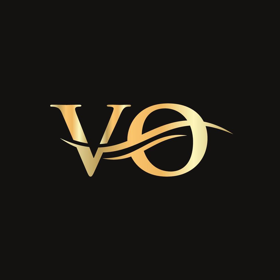 vo-Logo-Design. Premium-Letter-Vo-Logo-Design mit Wasserwellenkonzept vektor