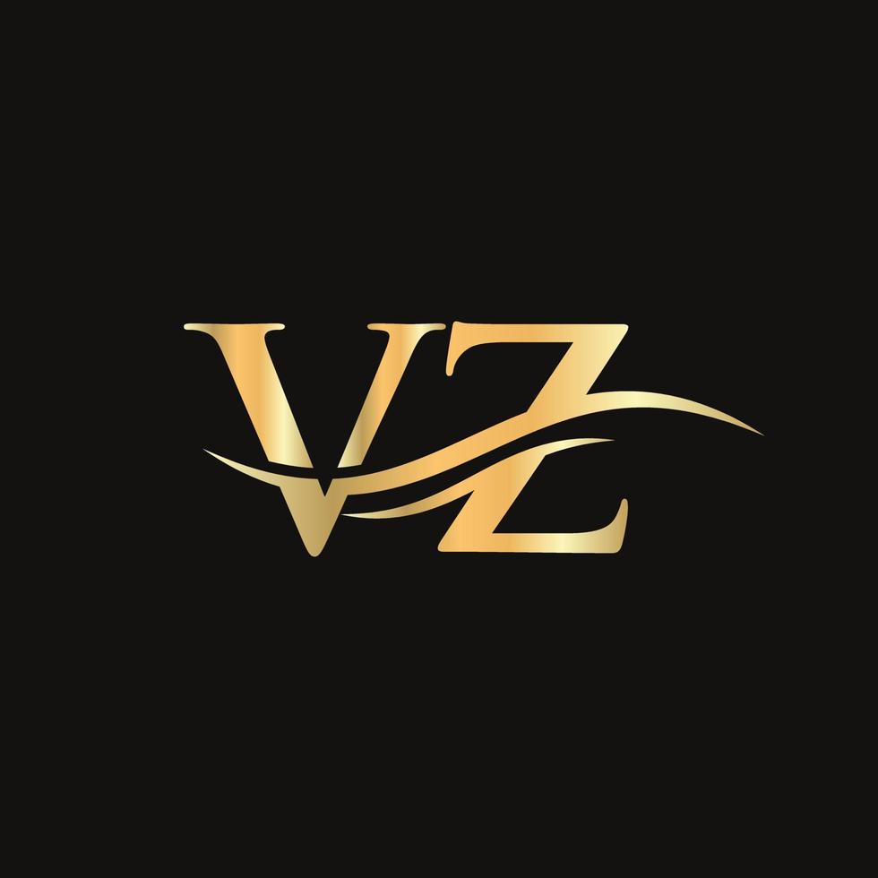 vz-Logo-Design-Vektor. Swoosh-Buchstabe vz-Logo-Design vektor