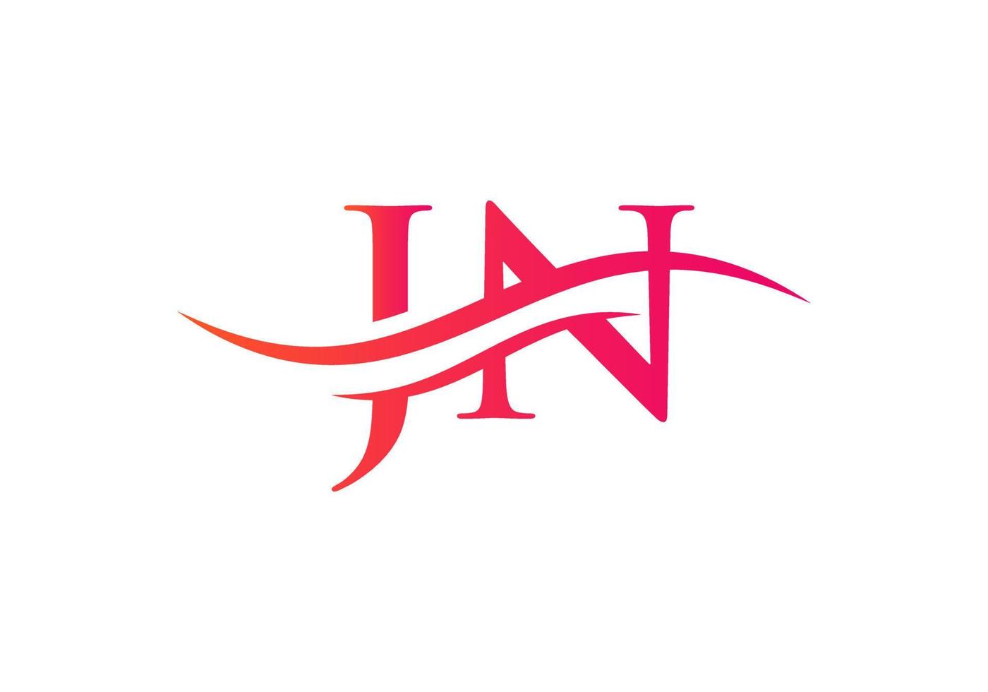 jn-Logo-Design. Premium-Buchstabe jn-Logo-Design mit Wasserwellenkonzept vektor