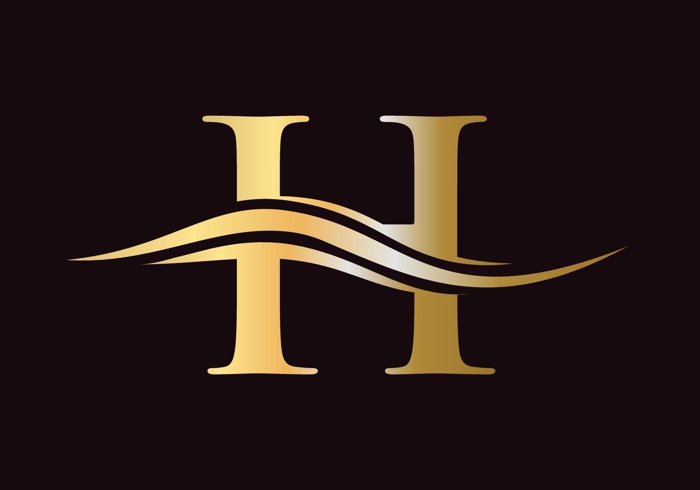Buchstabe h-Logo-Design. h-Logo mit Wasserwellenkonzept vektor