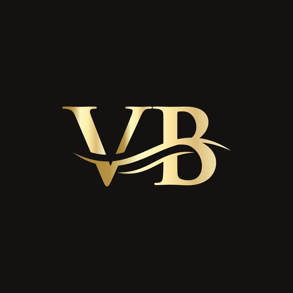 vb-Logo-Design. Premium-Brief vb-Logo-Design mit Wasserwellenkonzept. vektor