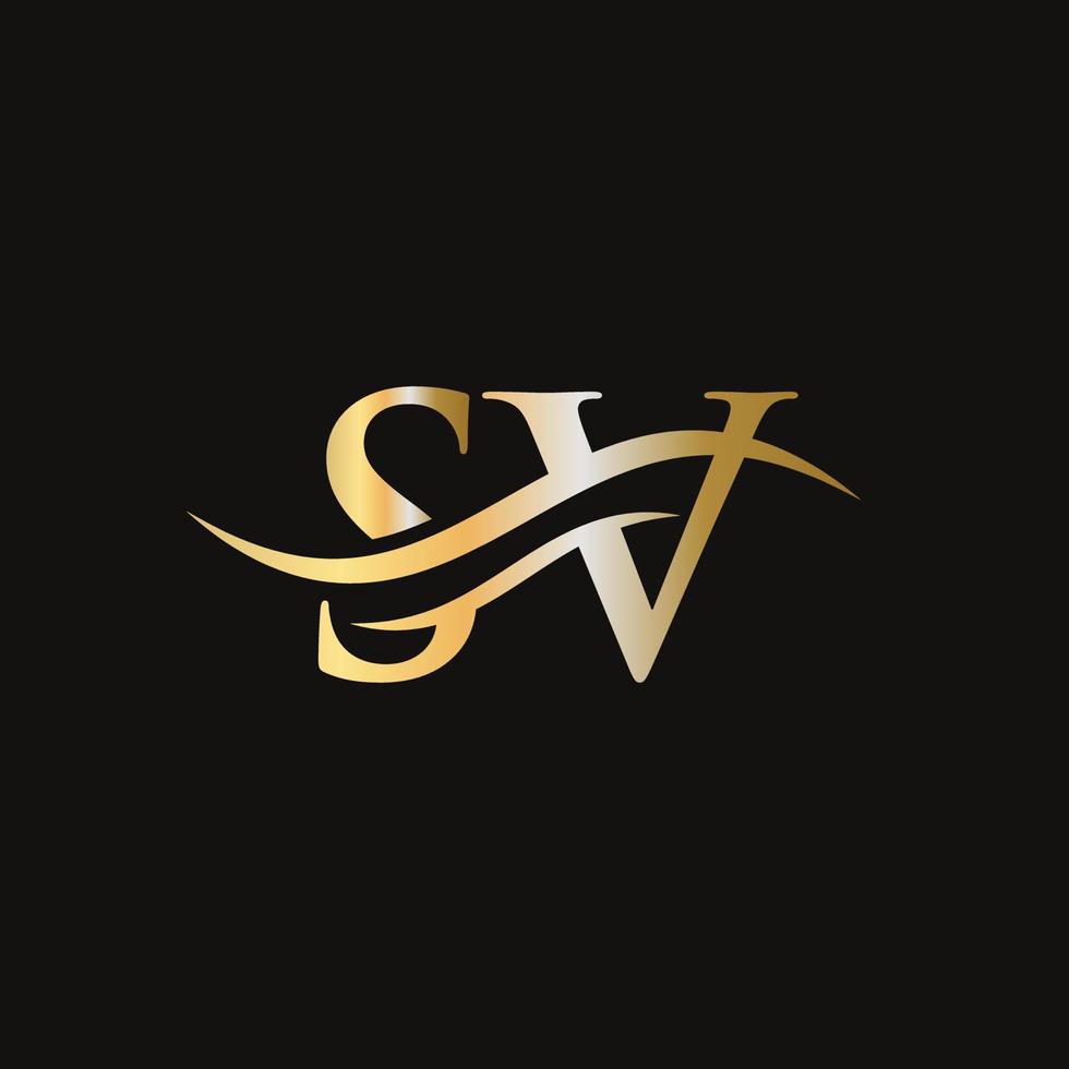 Swoosh-Buchstabe sv-Logo-Design für Geschäfts- und Firmenidentität. Wasserwelle SV-Logo vektor