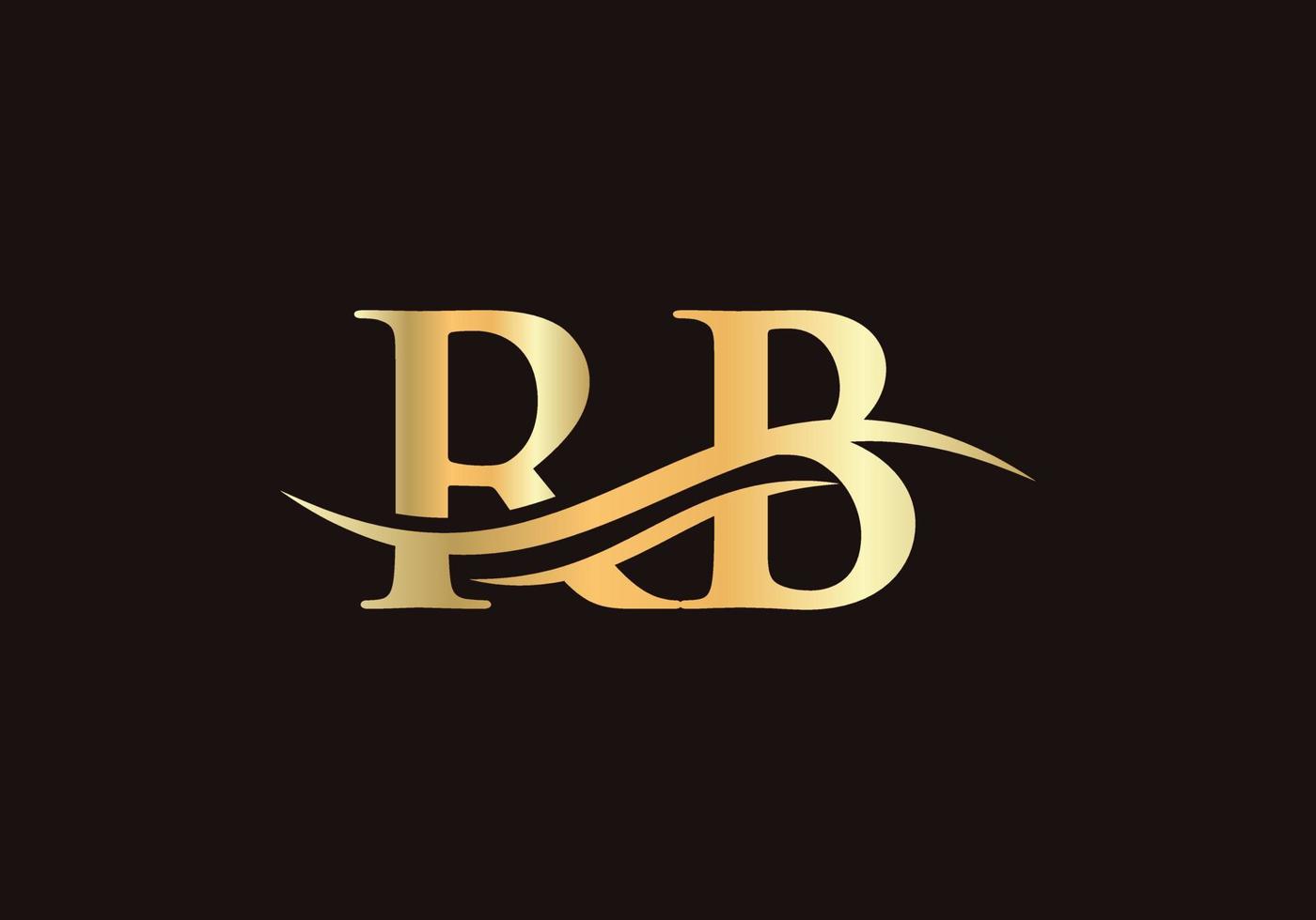 rb-Logo-Design. Premium-Buchstaben-rb-Logo-Design mit Wasserwellenkonzept vektor