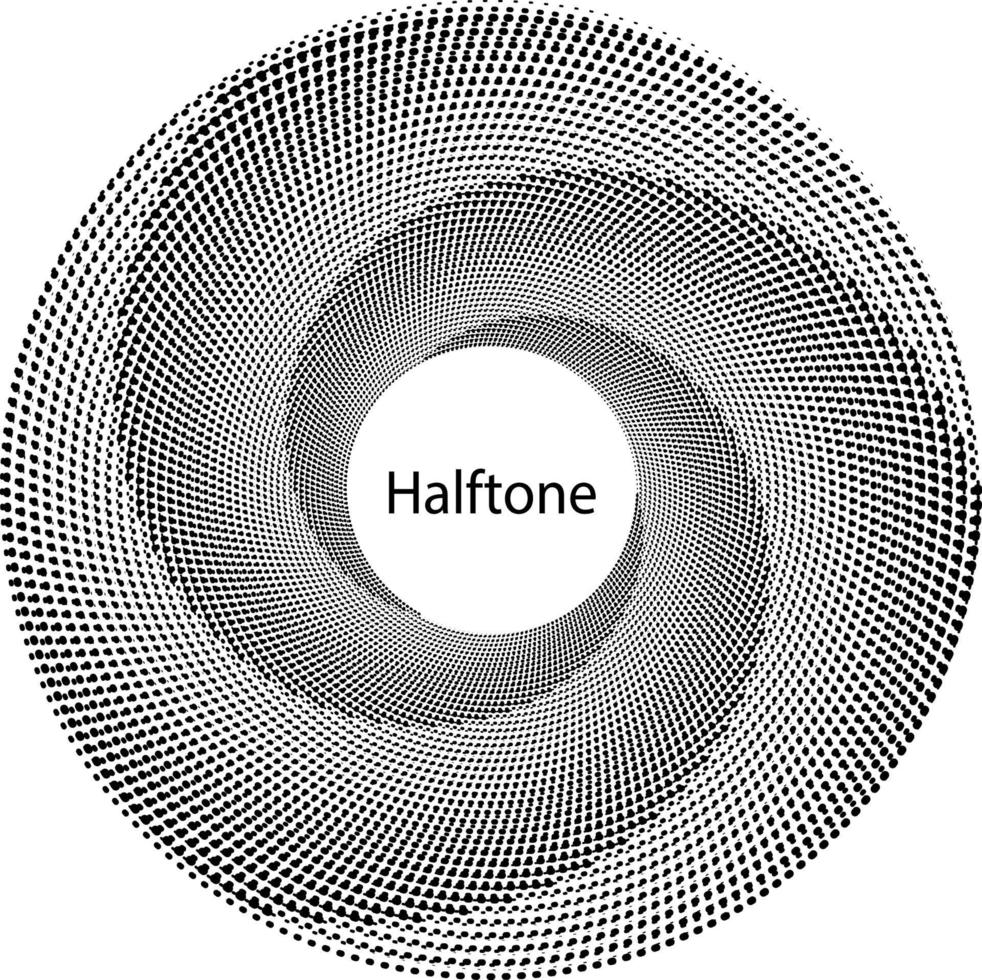 halbtonkreisförmiges spirallogo-set. Kreis punktiert auf dem weißen Hintergrund isoliert. Halbton-Stoffdesign. halbtonkreis punkte textur. Vektor-Design-Element für verschiedene Zwecke. vektor