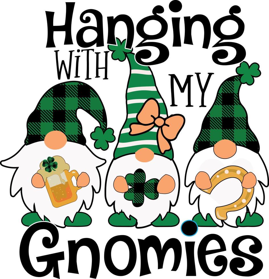 hängande med min gnomier sublimering st. Patricks dag t skjorta design vektor