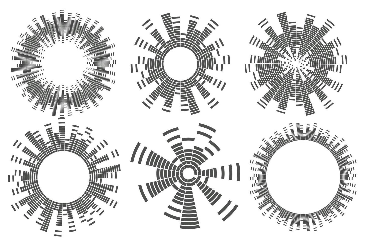 abstrakter kreisförmiger Equalizer. Runde Audio-EQ-Schallwellen. grafischer abstrakter Rahmen. Vektorsatz vektor