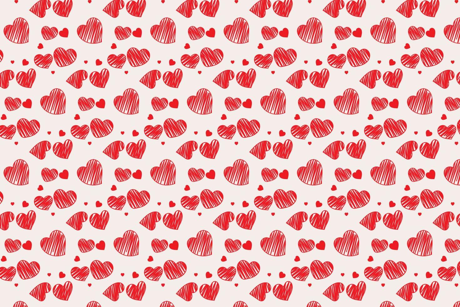 Strukturmuster mit rot gezeichneter Herzform, abstrakter Hintergrund, Vektormuster für Design, vektor