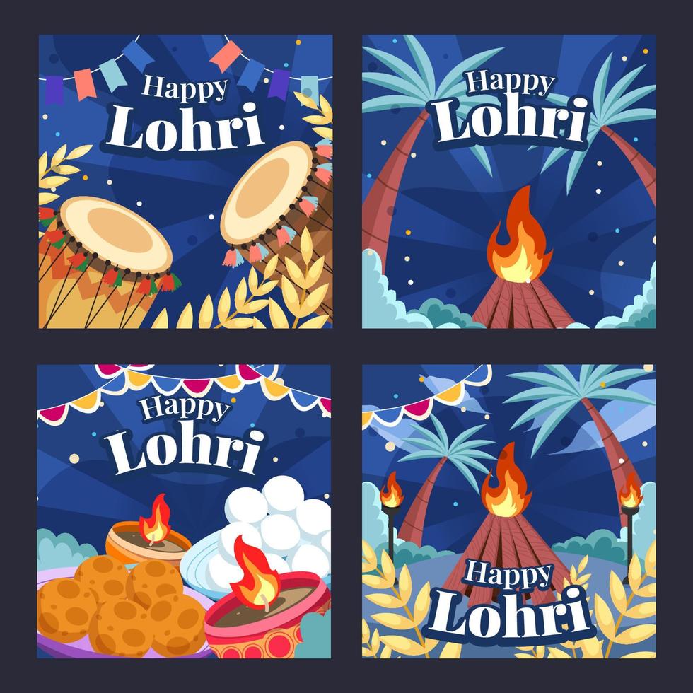 Lycklig lohri social media posta vektor