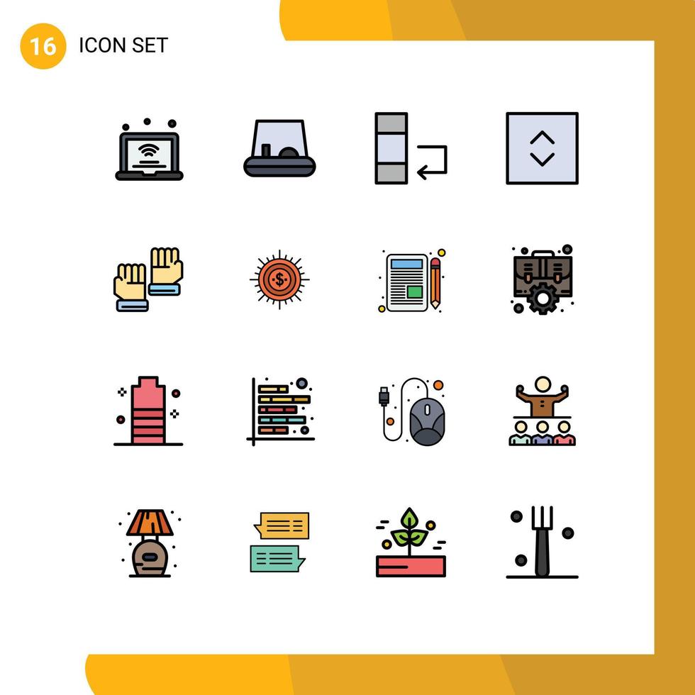 16 universell platt Färg fylld linje tecken symboler av pengar målvakt data handskar fyrkant redigerbar kreativ vektor design element