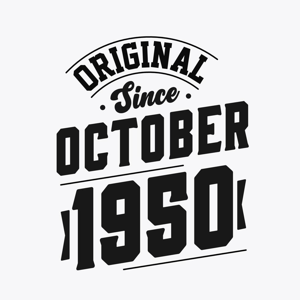 född i oktober 1950 retro årgång födelsedag, original- eftersom oktober 1950 vektor