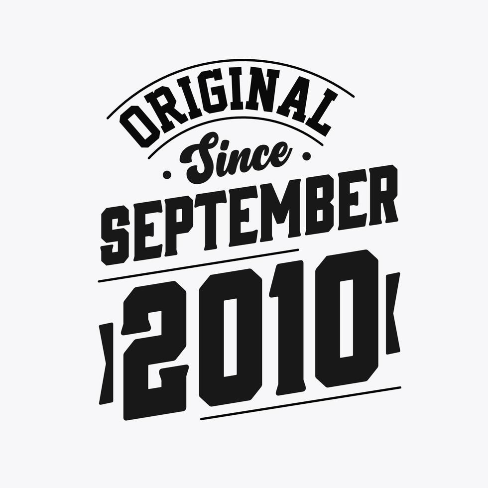 geboren im september 2010 retro vintage birthday, original seit september 2010 vektor