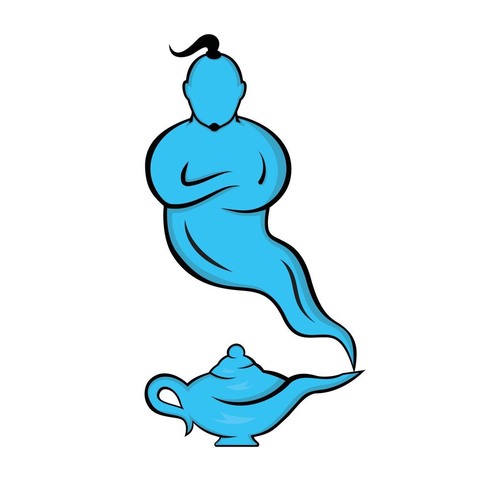 genie mit lampenlogo entwirft vektor. Genie und Lam-Logo-Konzept. vektor