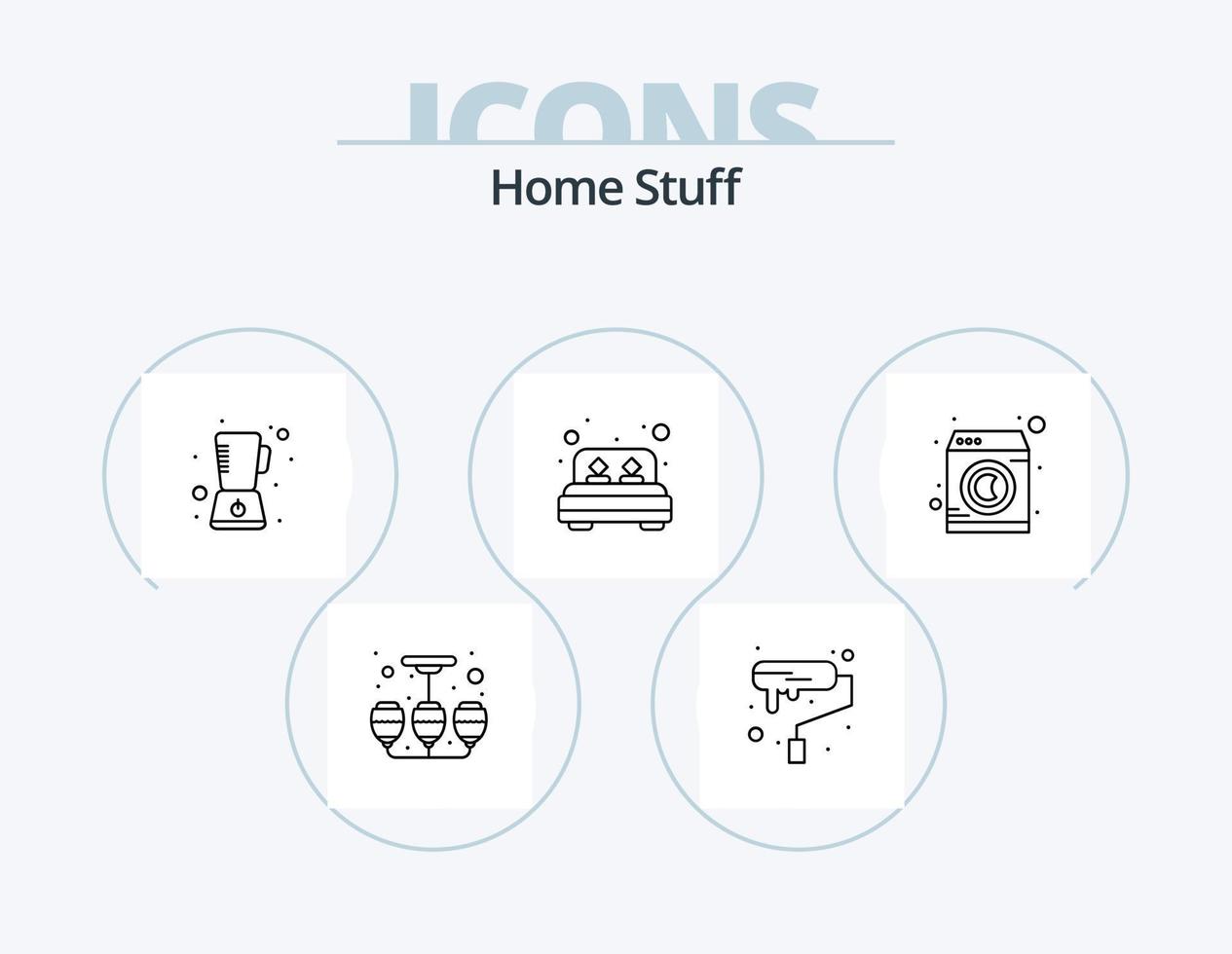 Home Stuff Line Icon Pack 5 Icon Design. Kamera. Kaffeemaschine. Blumen. Hersteller. Kaffee vektor