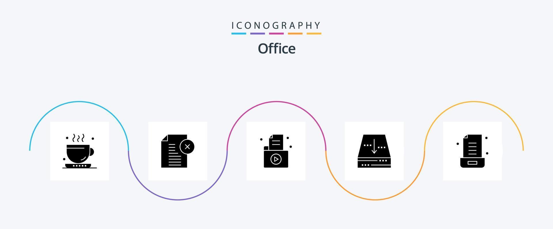 Office Glyph 5 Icon Pack inklusive Daunen. Kasten. Büro. Archiv. Büro vektor