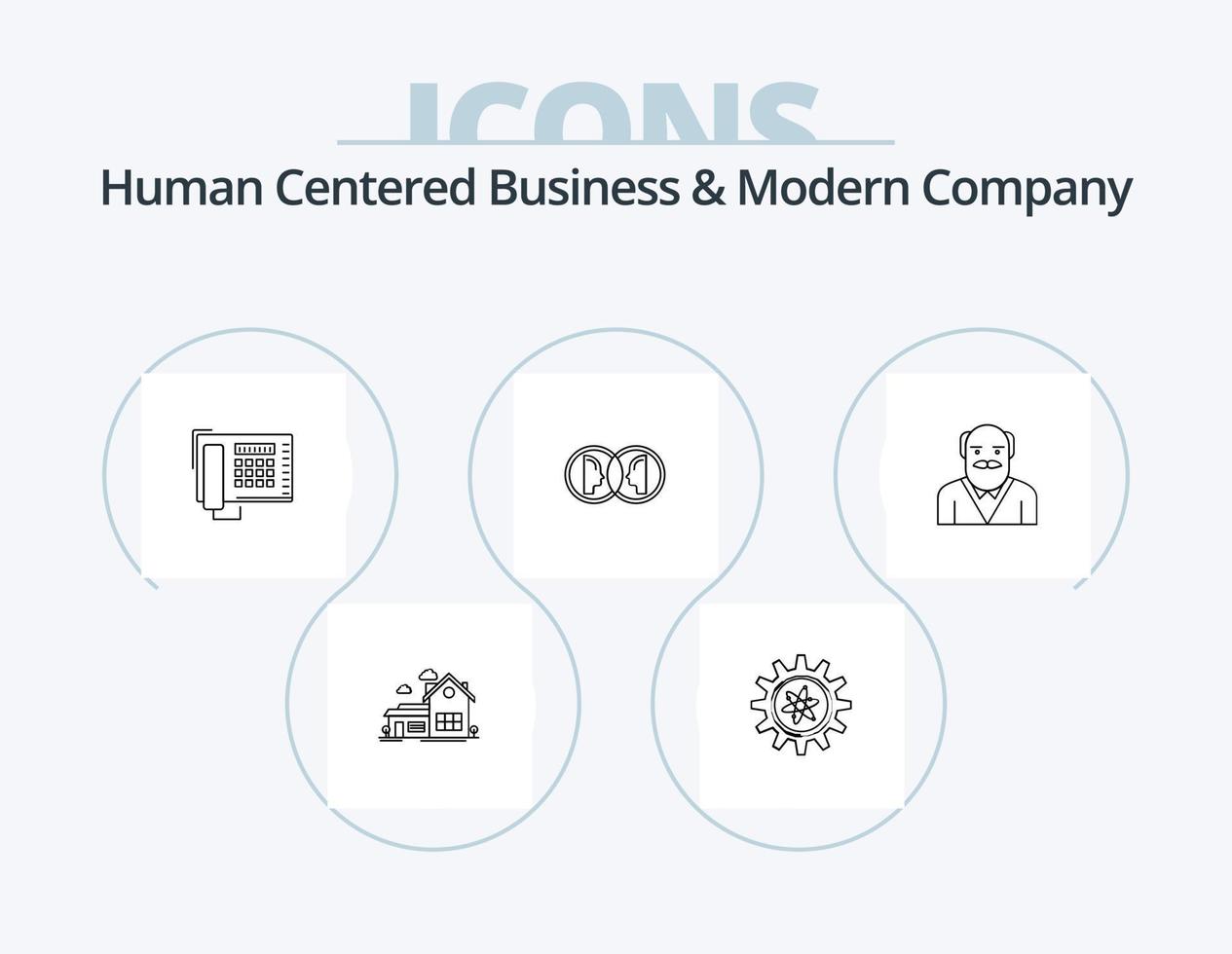 mänsklig centrerad företag och modern företag linje ikon packa 5 ikon design. aning. Glödlampa. form. aning. topp vektor