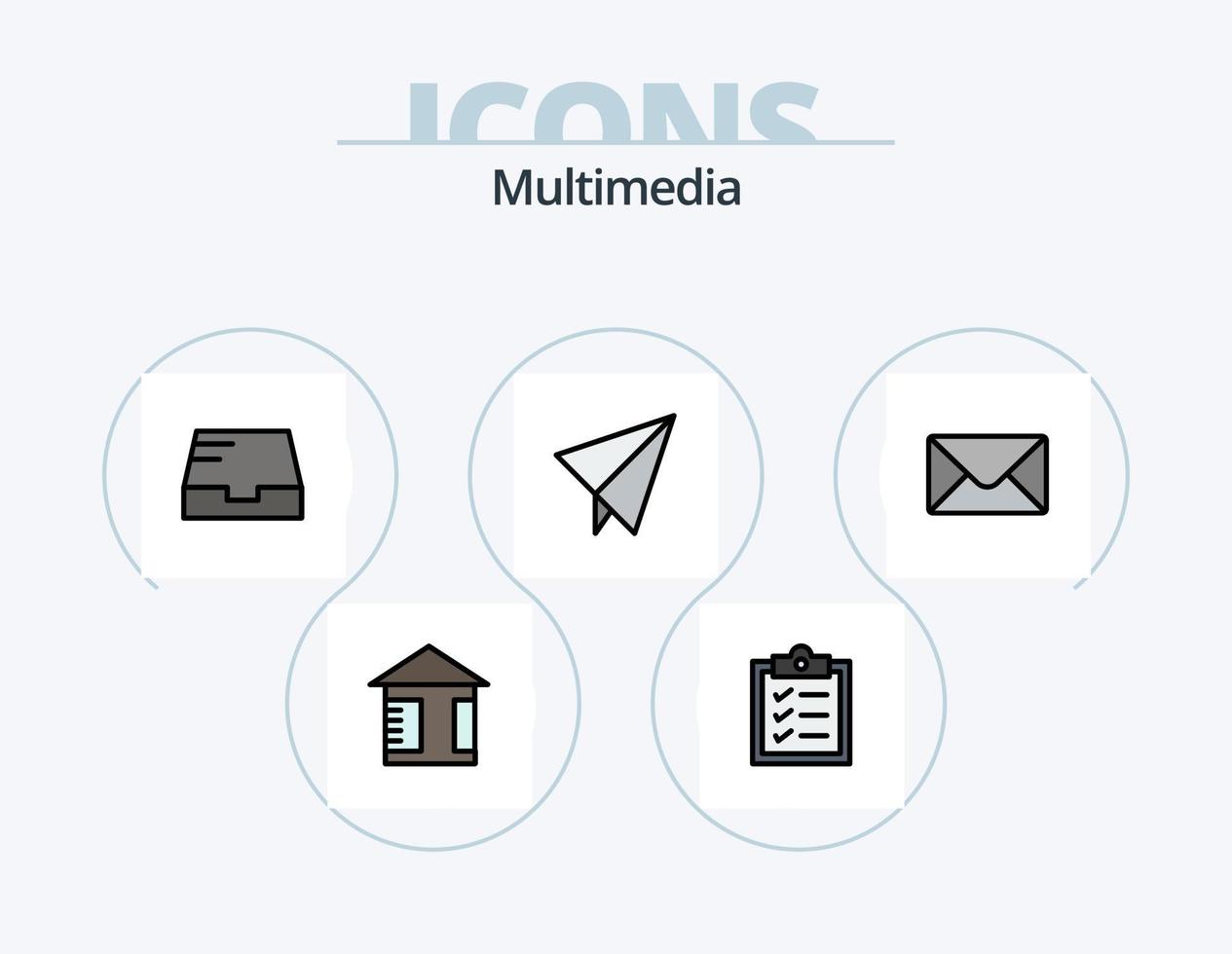 Multimedia-Linie gefüllt Icon Pack 5 Icon-Design. . . Clip. Briefkasten. Post vektor