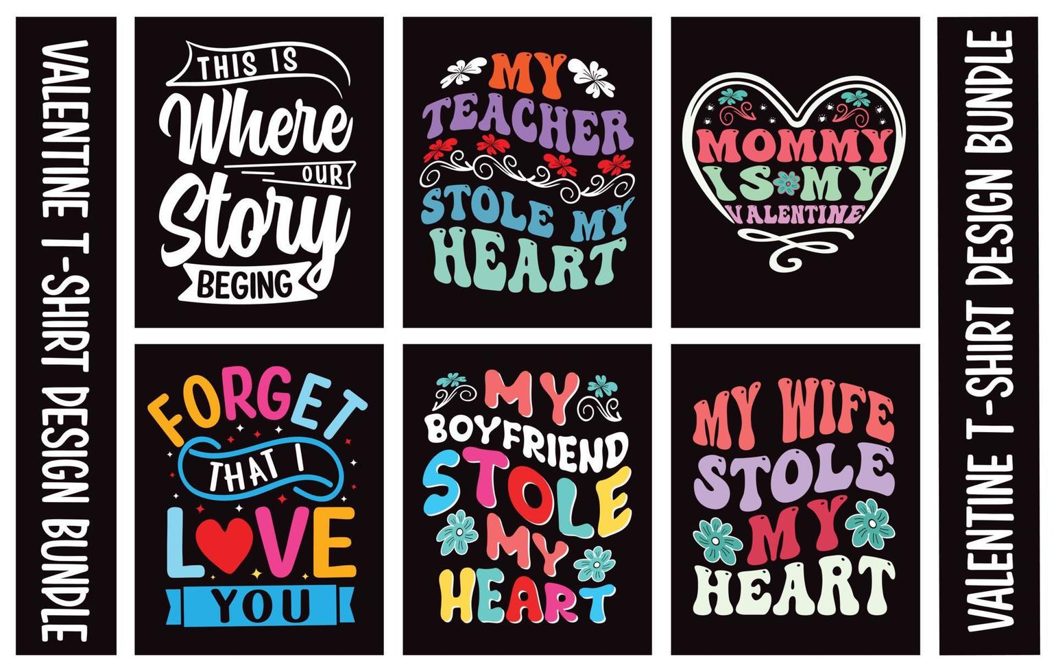 valentines typografie t-shirt design bundle.t vektor