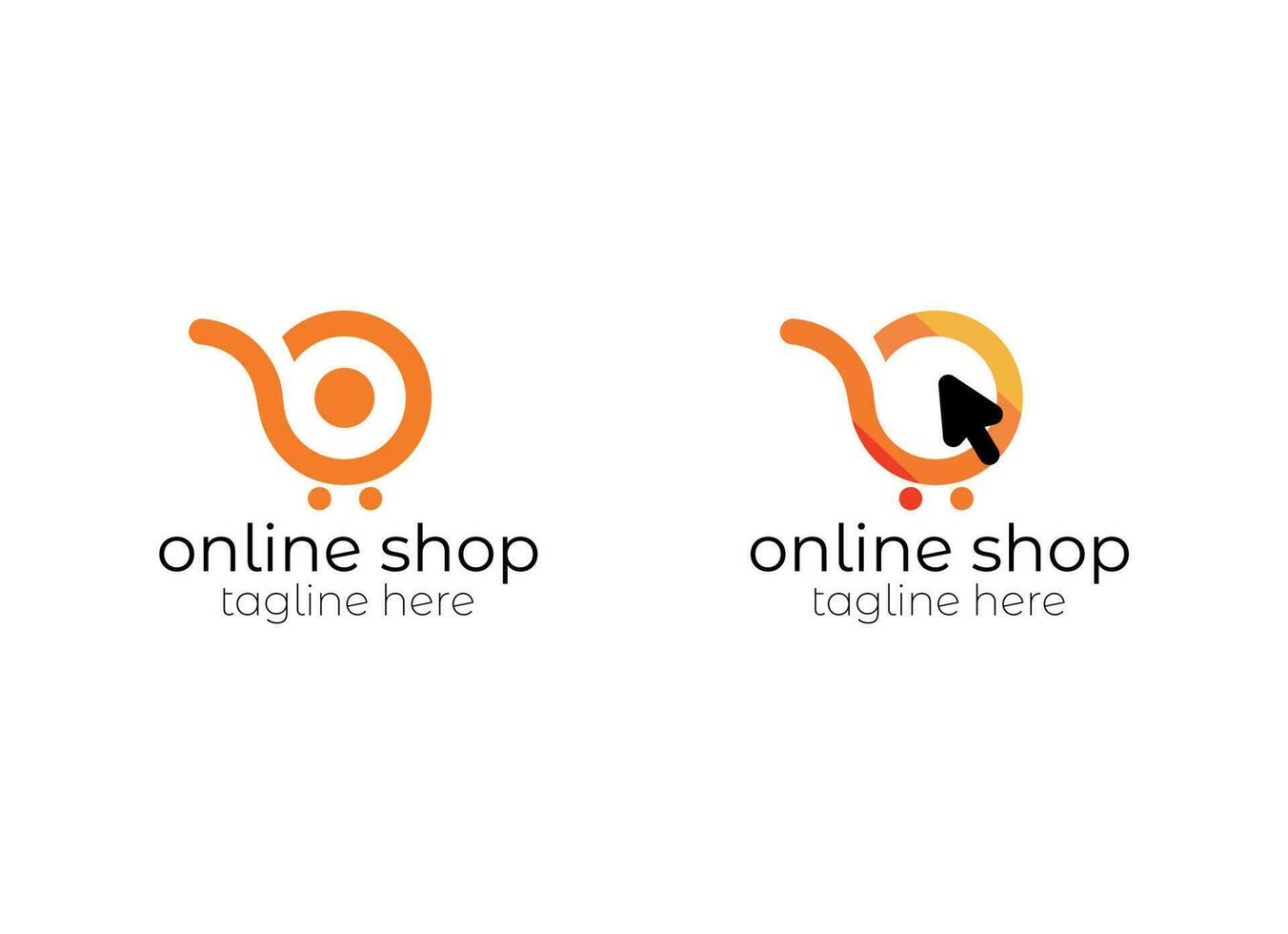 Online-Shop-Logo-Design-Vorlage. Illustrationsvektorgrafik des Einkaufswagens und der Einkaufstasche vektor