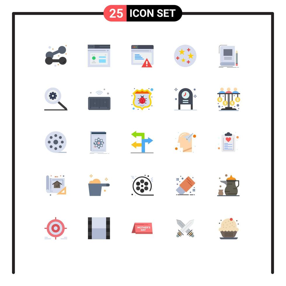25 användare gränssnitt platt Färg packa av modern tecken och symboler av utbildning bok seo stjärnor vetenskap redigerbar vektor design element