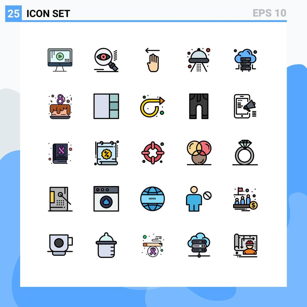 uppsättning av 25 modern ui ikoner symboler tecken för värd UFO finger Plats hantverk redigerbar vektor design element