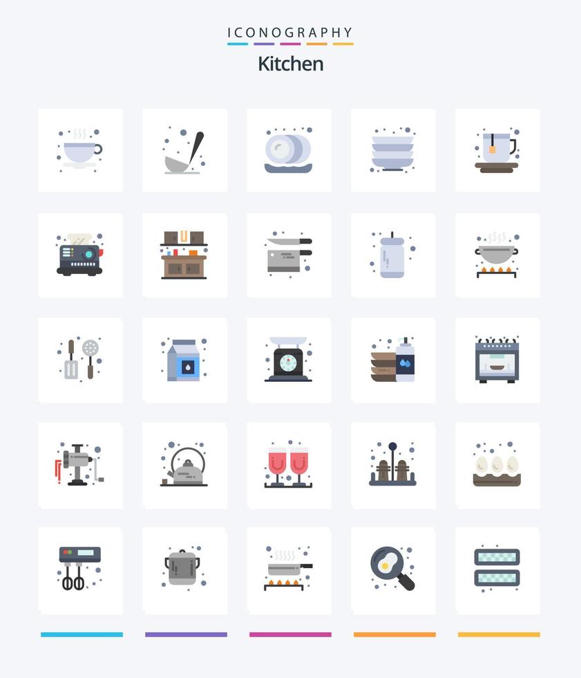 kreative Küche 25 Flat Icon Pack wie Koch. Küche. Platte. elektrisch. Tee vektor
