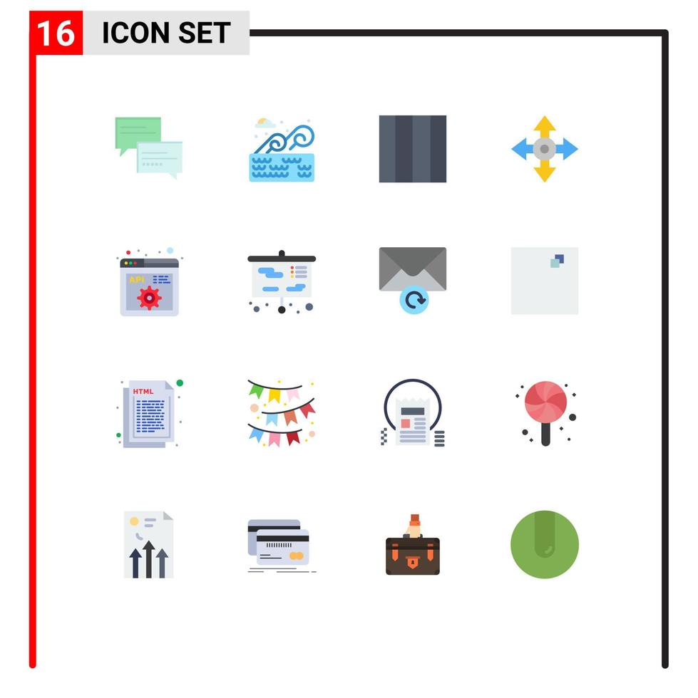 moderner satz von 16 flachen farben und symbolen wie programmiercode grid api location editierbares paket kreativer vektordesignelemente vektor