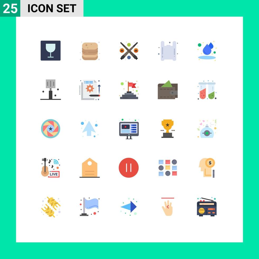 25 universelle flache Farben für Web- und mobile Anwendungen feuchte Umweltverschmutzung Billard Plastiktüte editierbare Vektordesign-Elemente vektor