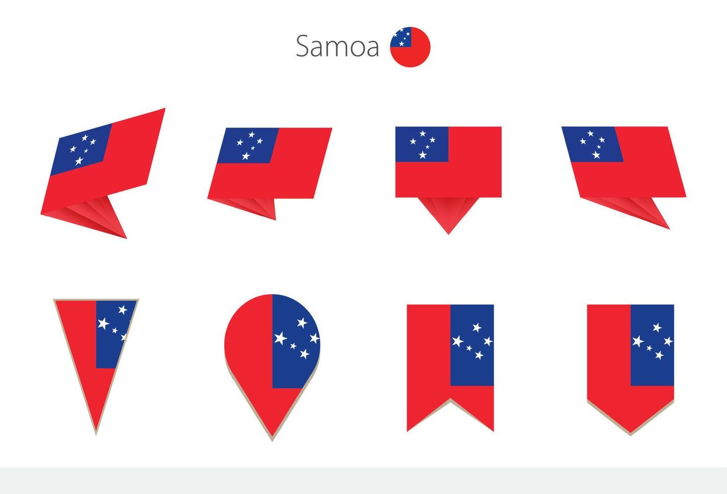 Samoa-Nationalflaggensammlung, acht Versionen von Samoa-Vektorflaggen. vektor