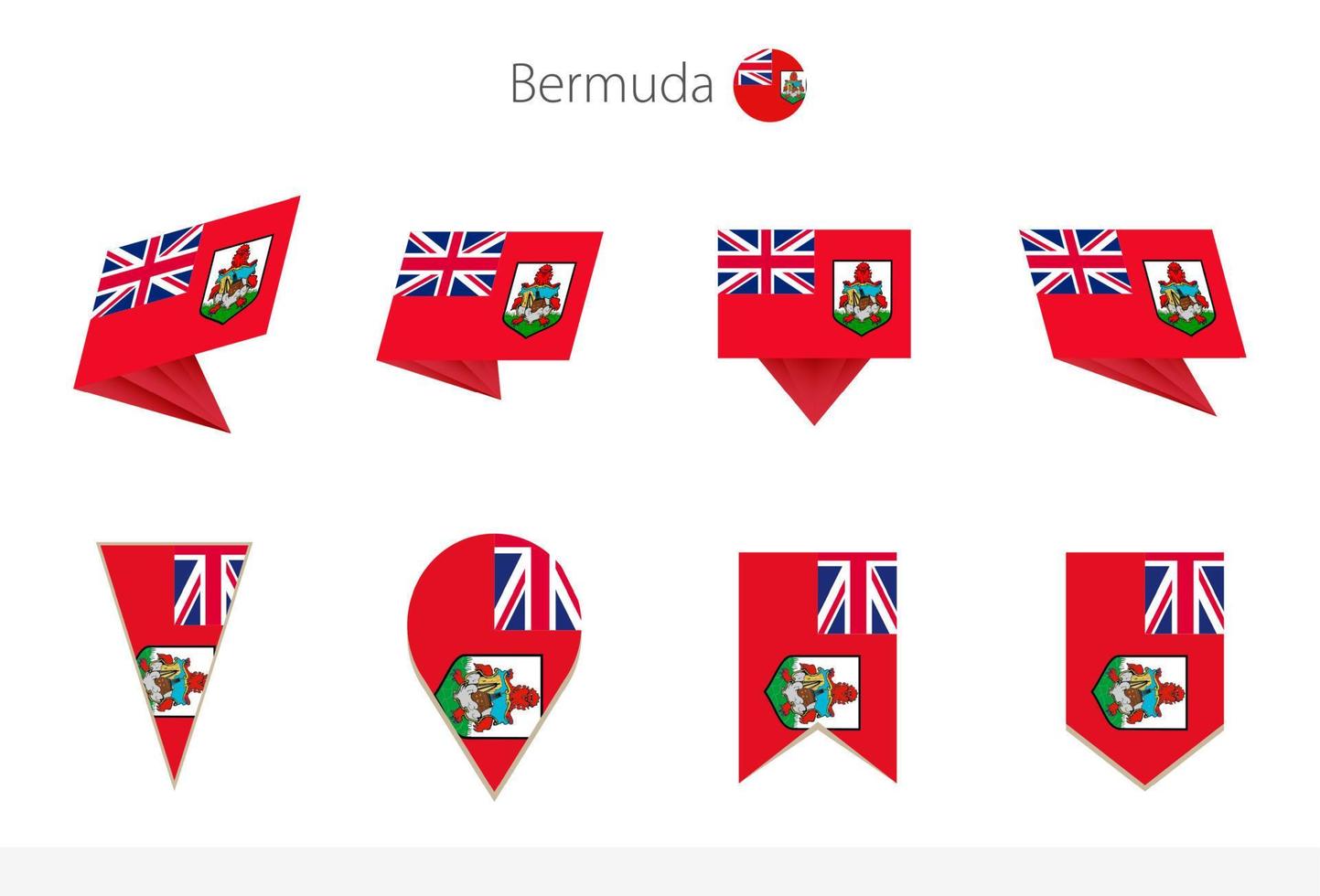 Bermuda-Nationalflaggensammlung, acht Versionen von Bermuda-Vektorflaggen. vektor