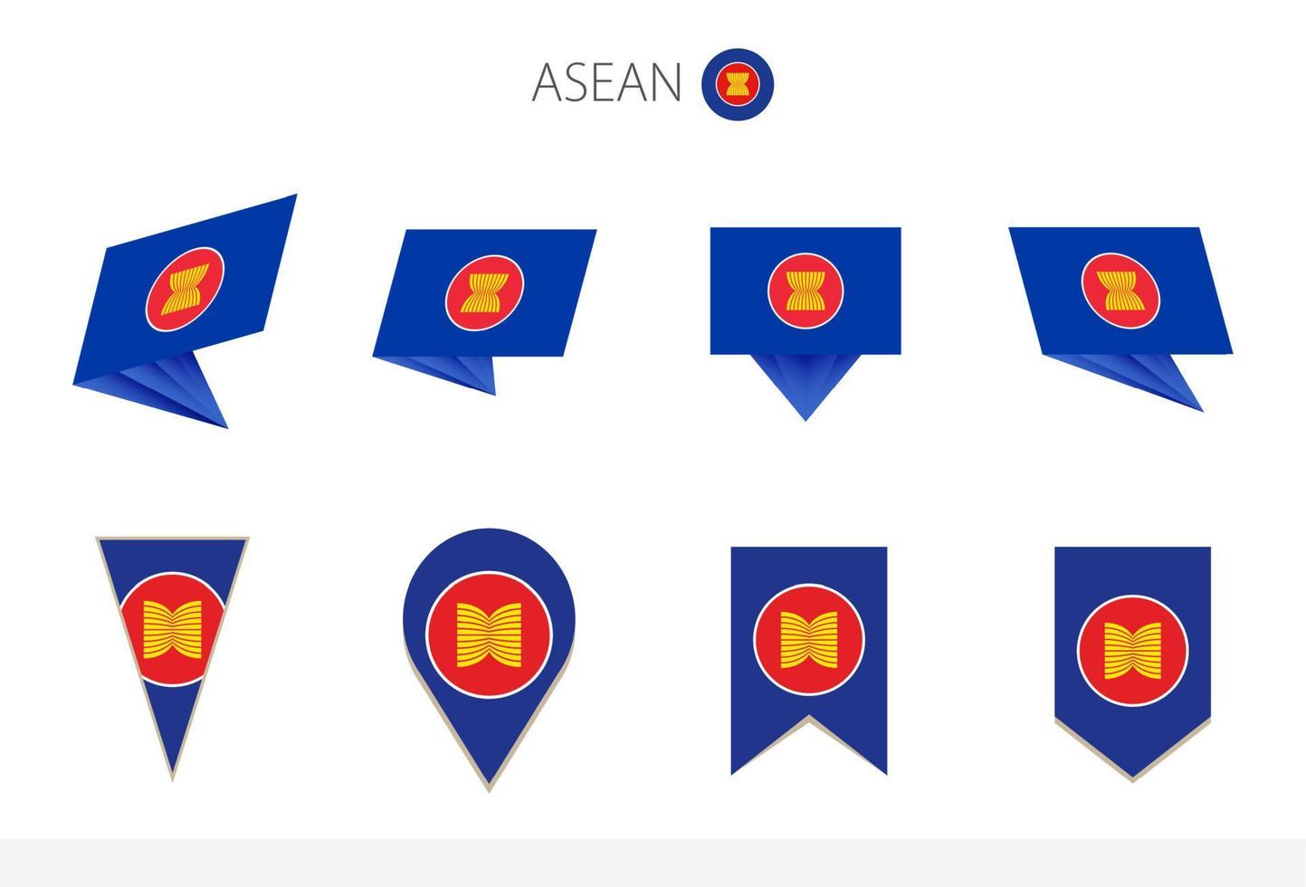 asean nationell flagga samling, åtta versioner av asean vektor flaggor.