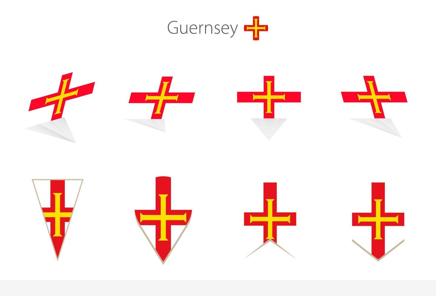 Guernsey-Nationalflaggensammlung, acht Versionen von Guernsey-Vektorflaggen. vektor