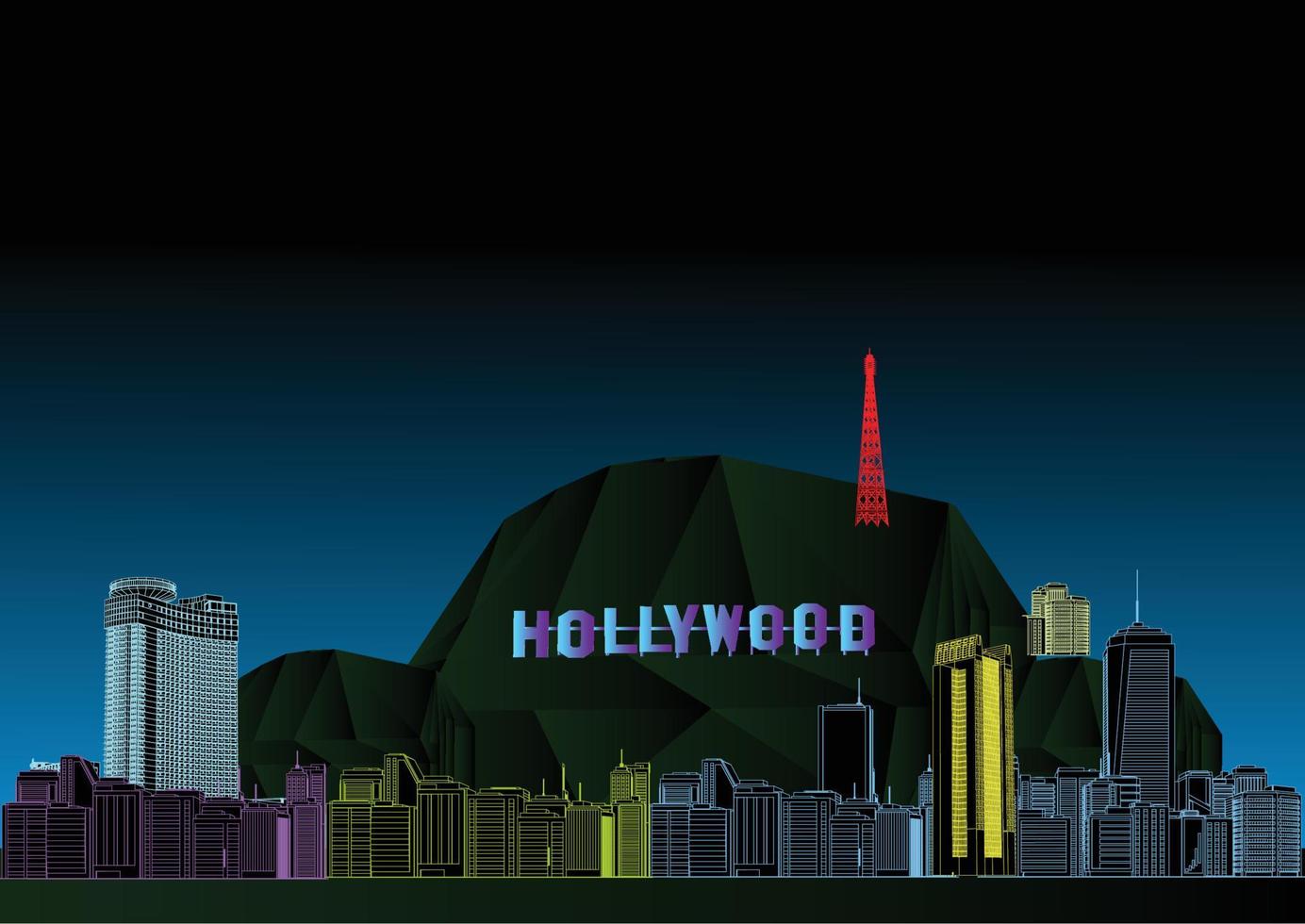 schöne hollywood-stadtvektorillustration vektor