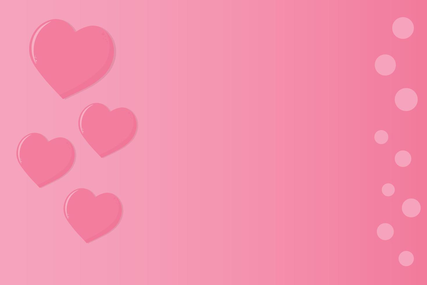 farbenfrohe rosa Tapetenelemente in Form von Herzen, die auf rosa Hintergrund fliegen. liebes- und valentinstagkonzept. Geburtstags-Grußkarten-Design. vektor