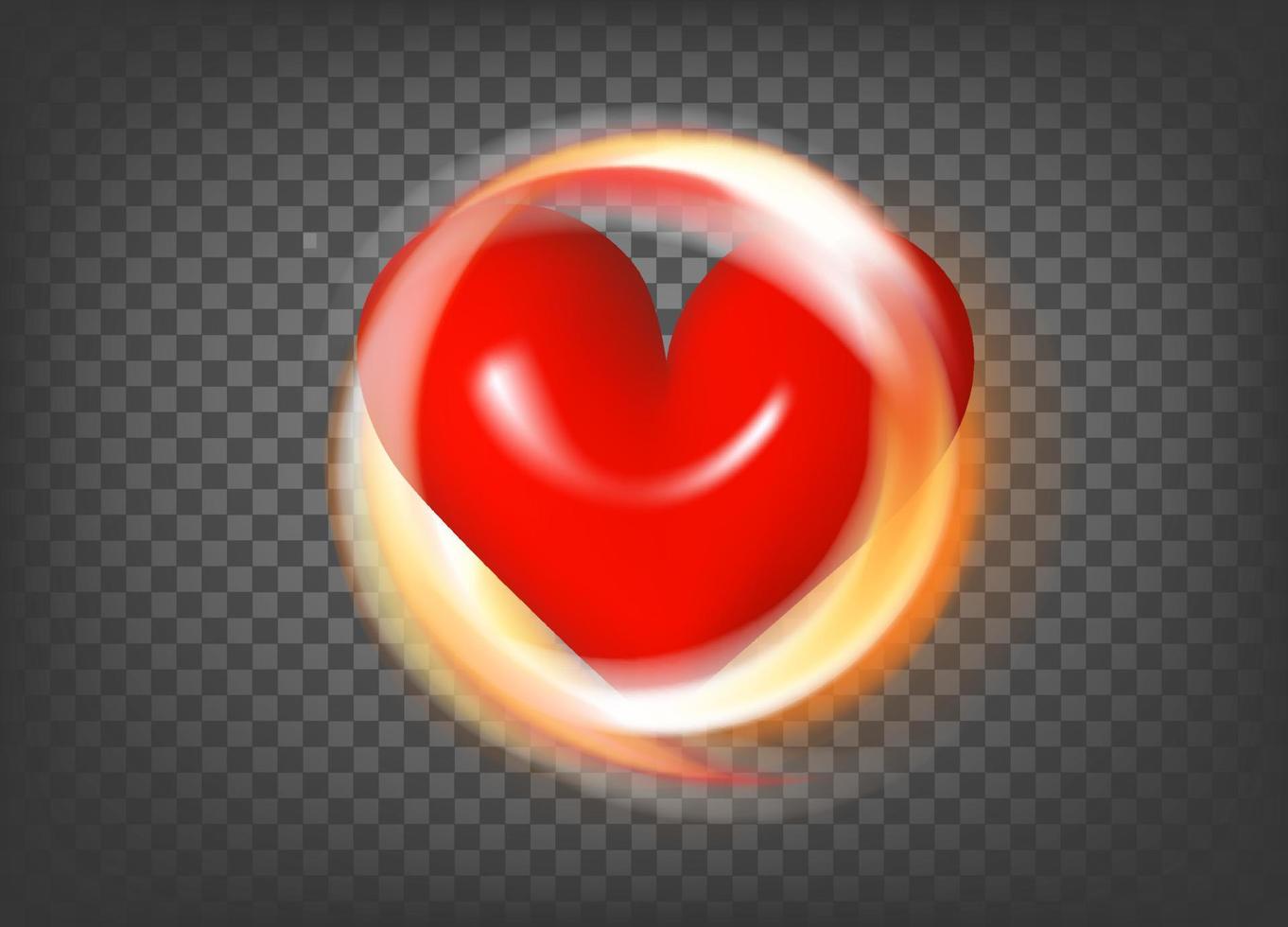 spinning hjärta ikon isolerat på farförälder. 3d vektor ikon med flamma effekt